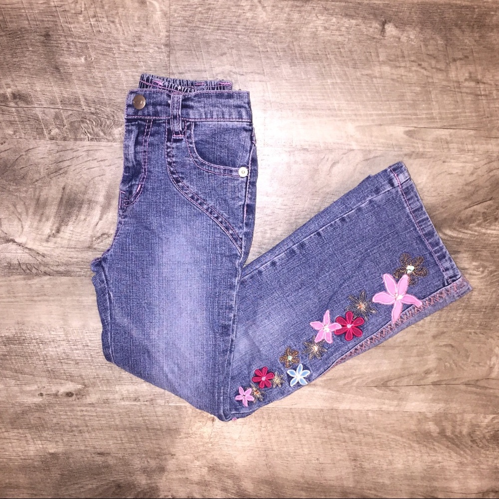Kids Floral Bootcut Jeans